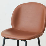 Modern Brown Leather Bucket Bar Stool with Metal Legs Image - 8