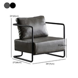 Modern Brown Leather Lounge Accent Chair with Arms #size