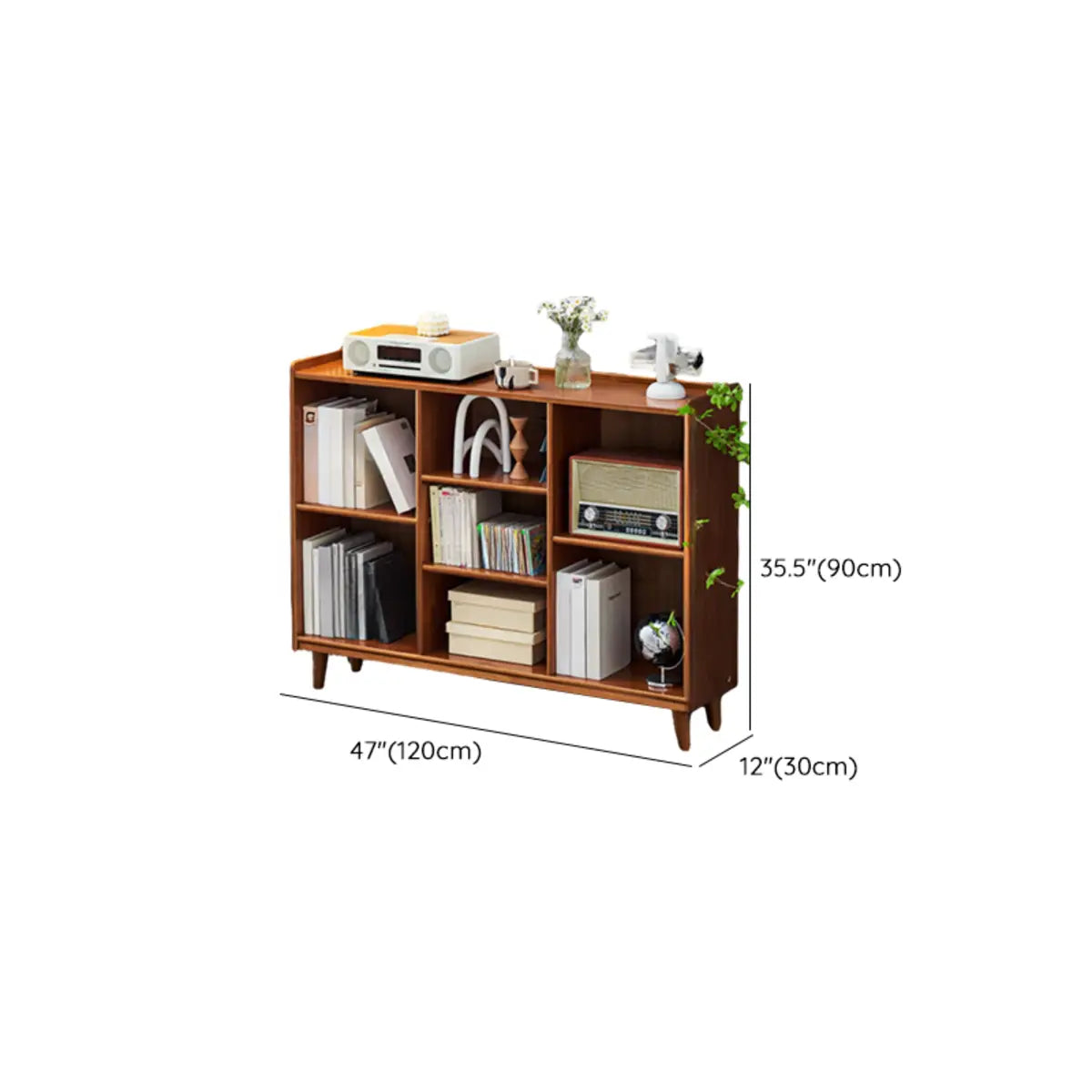 Modern Brown Lumber Rectangular Cocoa Wide Bookcase 