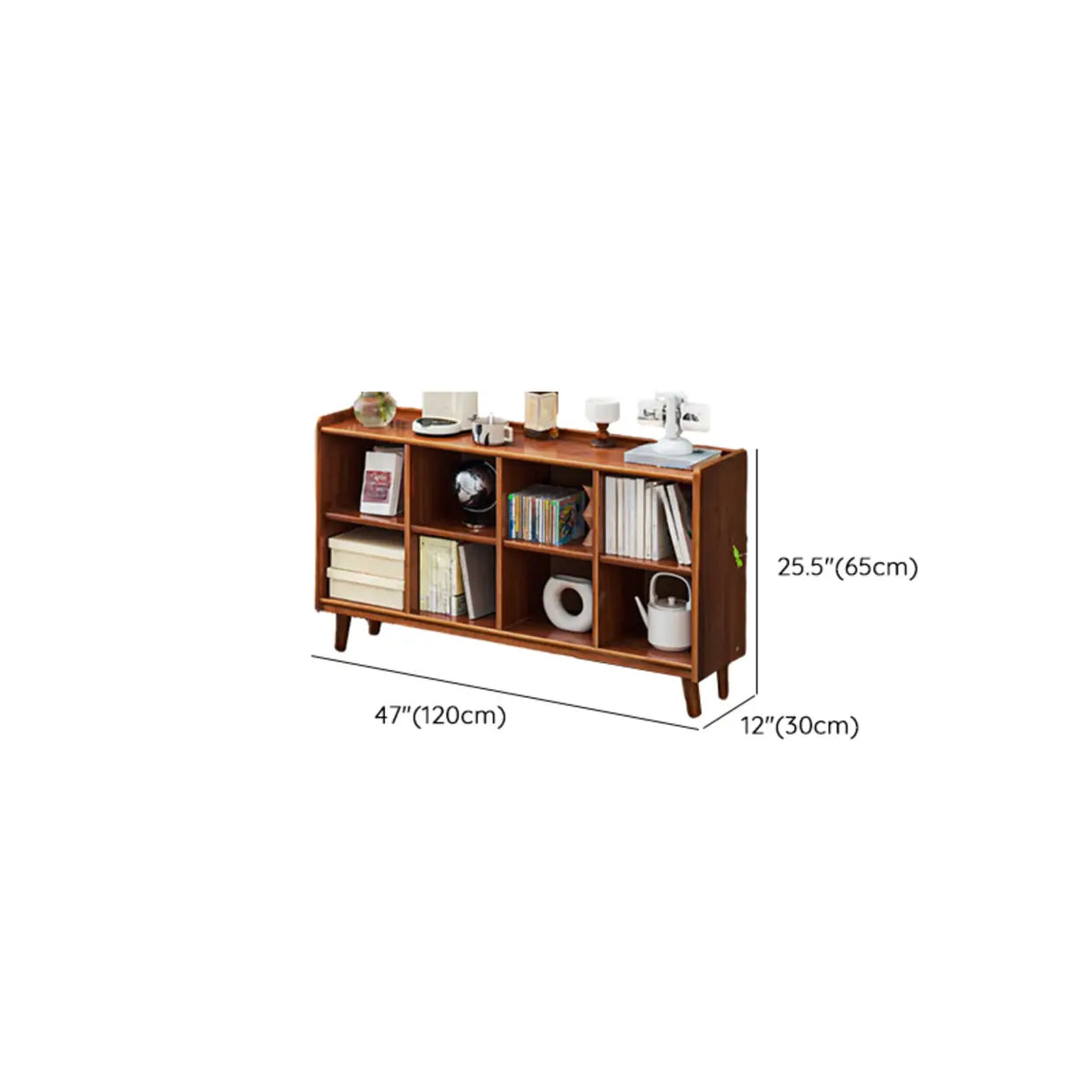 Modern Brown Lumber Rectangular Cocoa Wide Bookcase Image - 14