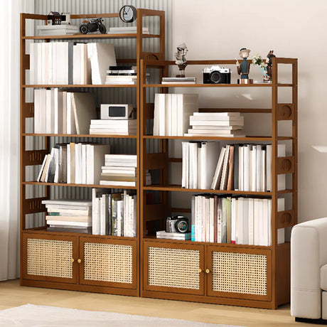 Modern Brown Open Back Wood Frame Standard Bookshelf Image - 1