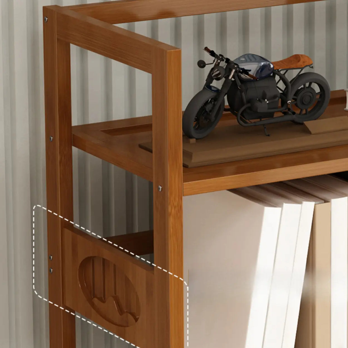 Modern Brown Open Back Wood Frame Standard Bookshelf Image - 12