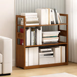 Modern Brown Open Back Wood Frame Standard Bookshelf Image - 2