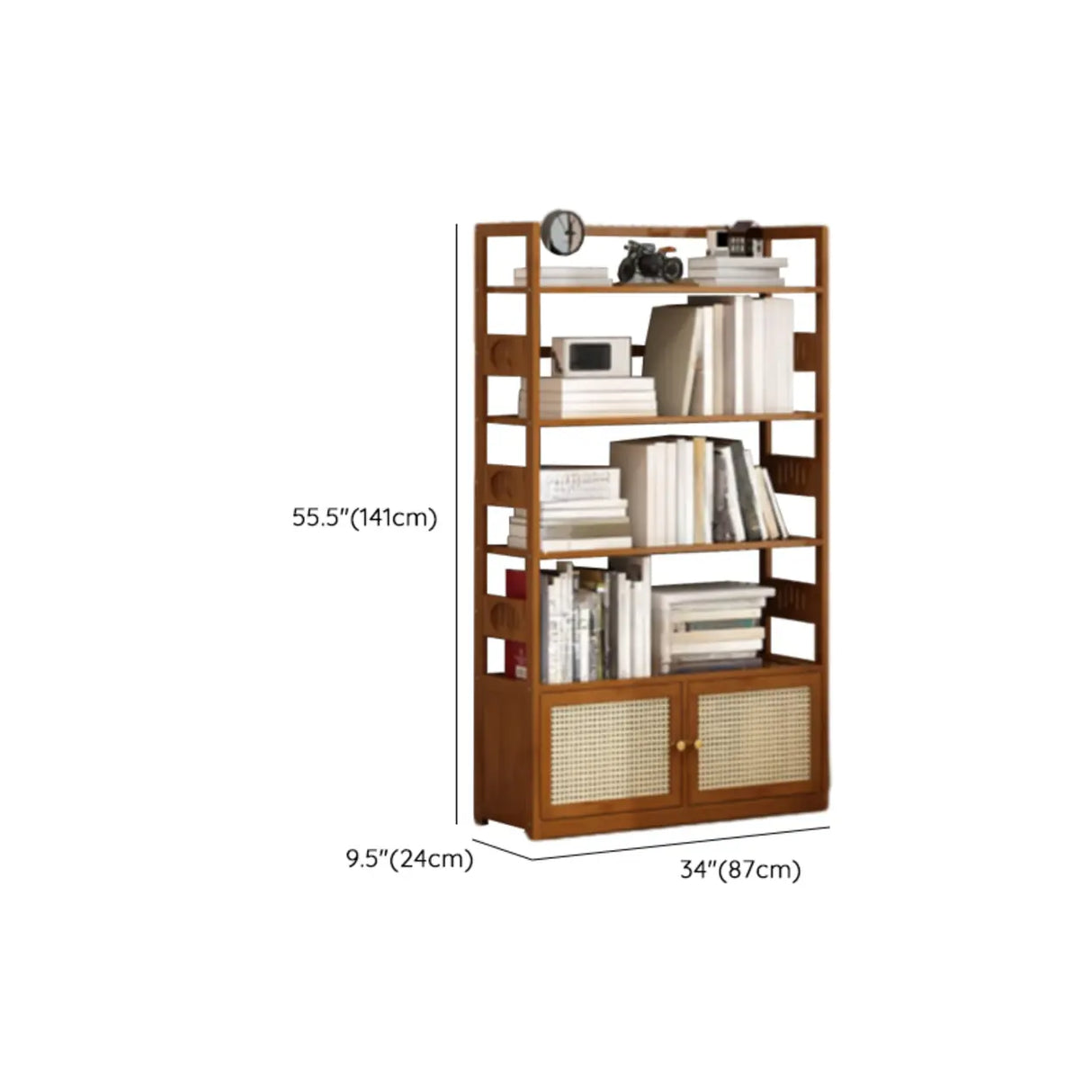 Modern Brown Open Back Wood Frame Standard Bookshelf Image - 42