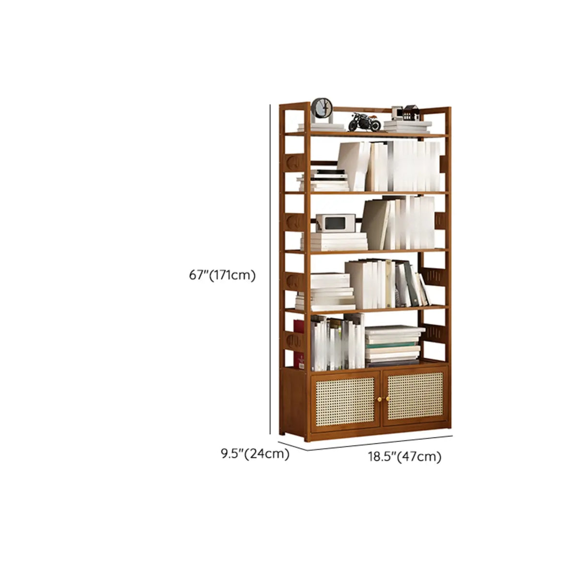 Modern Brown Open Back Wood Frame Standard Bookshelf Image - 43