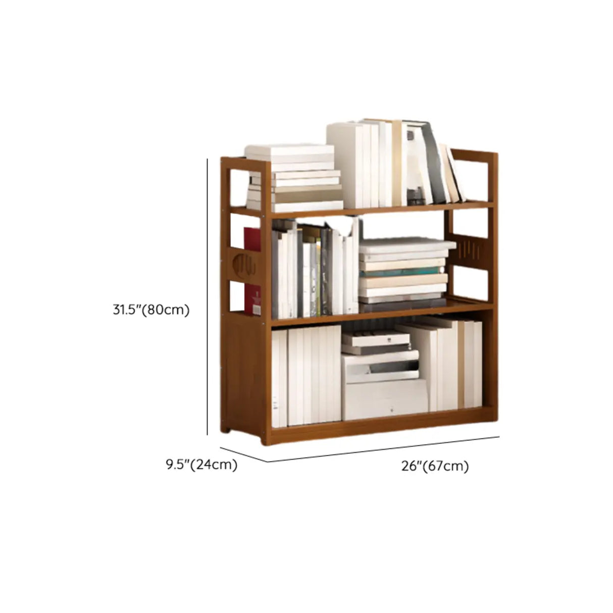 Modern Brown Open Back Wood Frame Standard Bookshelf Image - 47