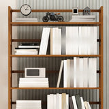 Modern Brown Open Back Wood Frame Standard Bookshelf Image - 5