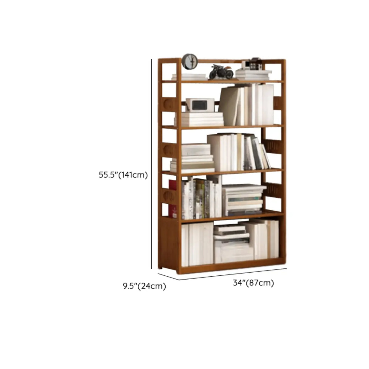 Modern Brown Open Back Wood Frame Standard Bookshelf Image - 54