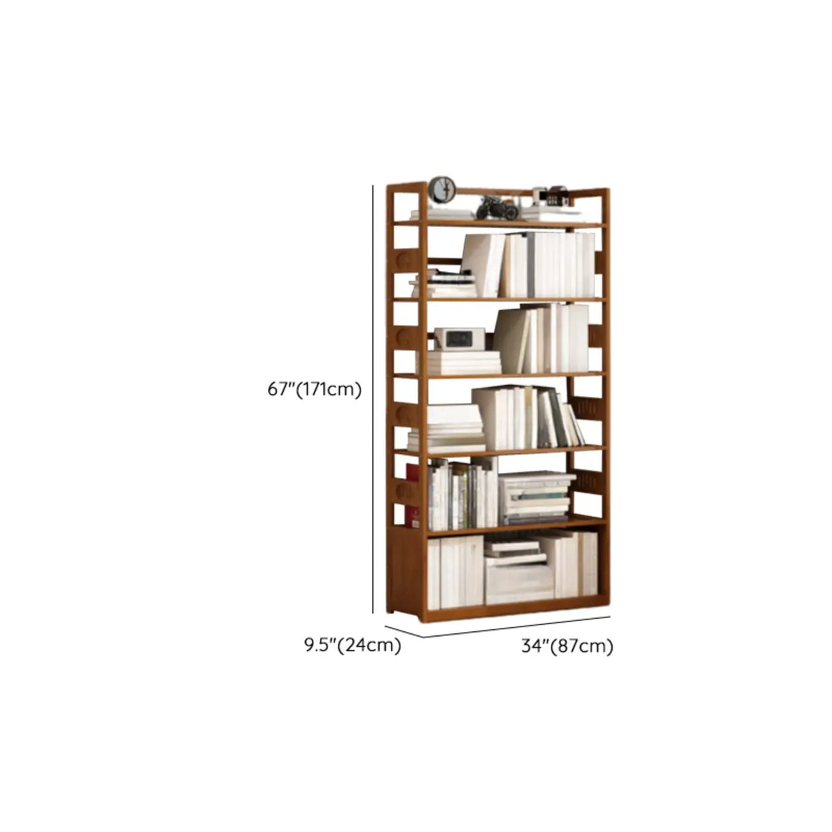 Modern Brown Open Back Wood Frame Standard Bookshelf Image - 57