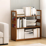 Modern Brown Open Back Wood Frame Standard Bookshelf Image - 6