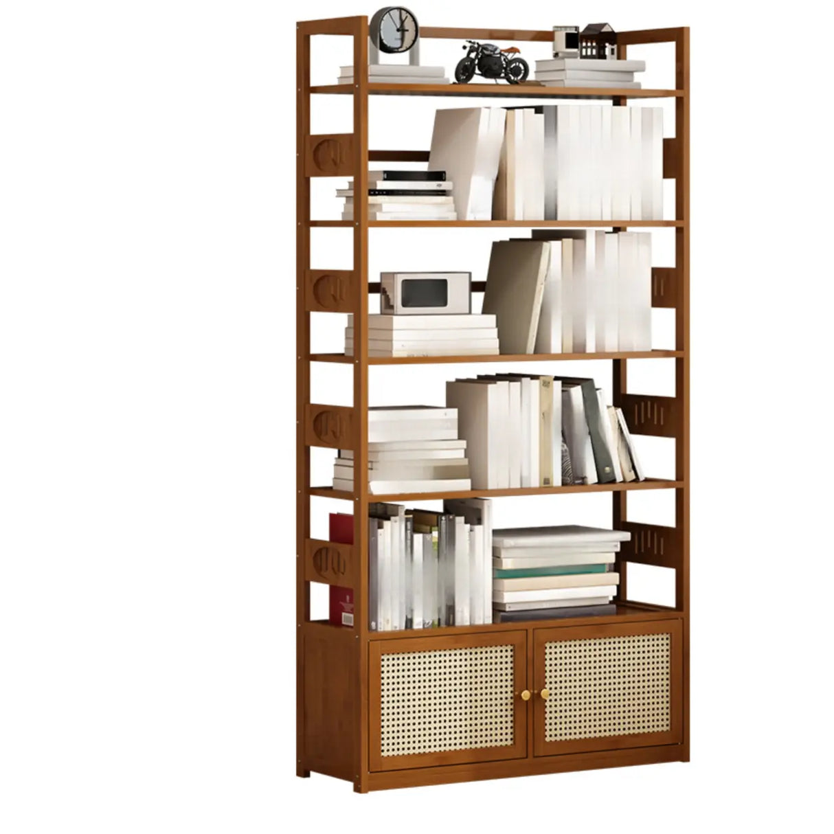 Modern Brown Open Back Wood Frame Standard Bookshelf Image - 9