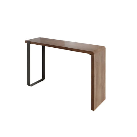 Modern Brown Rectangular  Bar Table with Metal Leg Image - 2