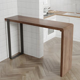 Modern Brown Rectangular  Bar Table with Metal Leg Image - 8