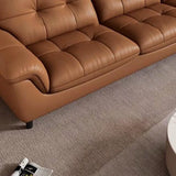 Modern Brown Tear Resistant Full Grain Cow Leather Sofa Image - 11