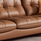 Modern Brown Tear Resistant Full Grain Cow Leather Sofa Image - 12