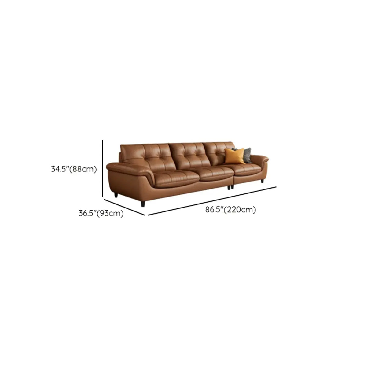 Modern Brown Tear Resistant Full Grain Cow Leather Sofa Image - 14