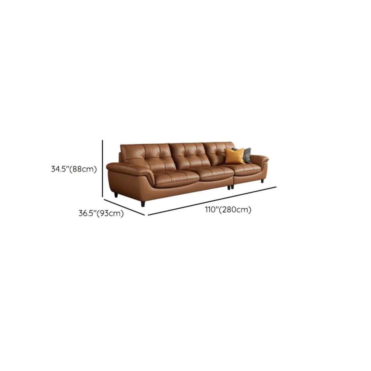 Modern Brown Tear Resistant Full Grain Cow Leather Sofa Image - 15
