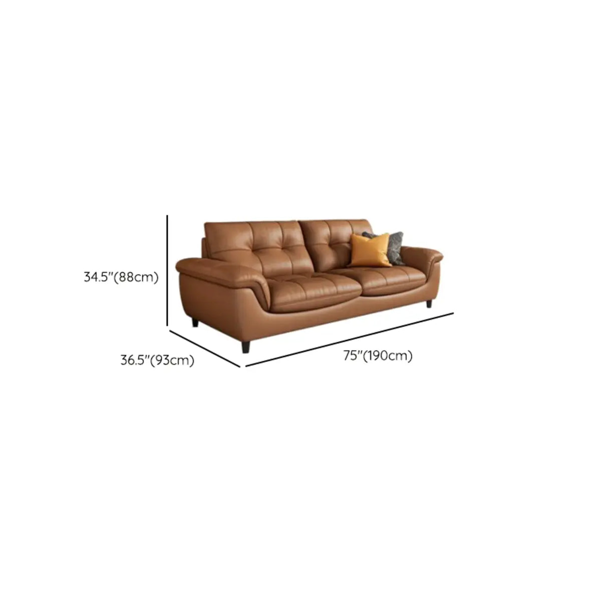 Modern Brown Tear Resistant Full Grain Cow Leather Sofa Image - 17