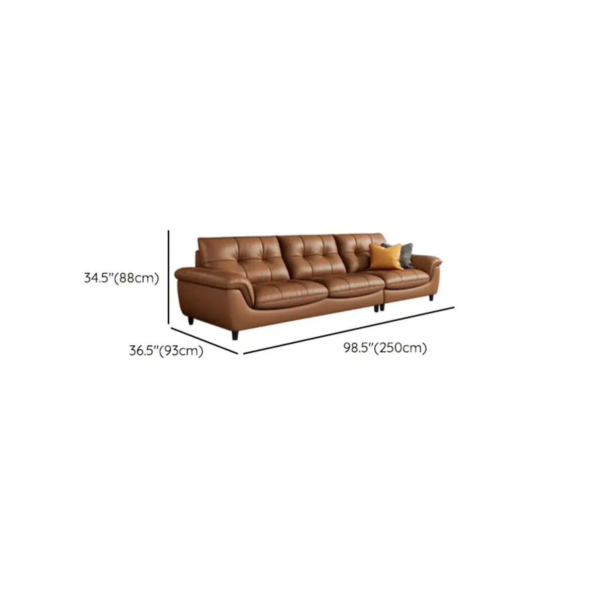 Modern Brown Tear Resistant Full Grain Cow Leather Sofa Image - 18
