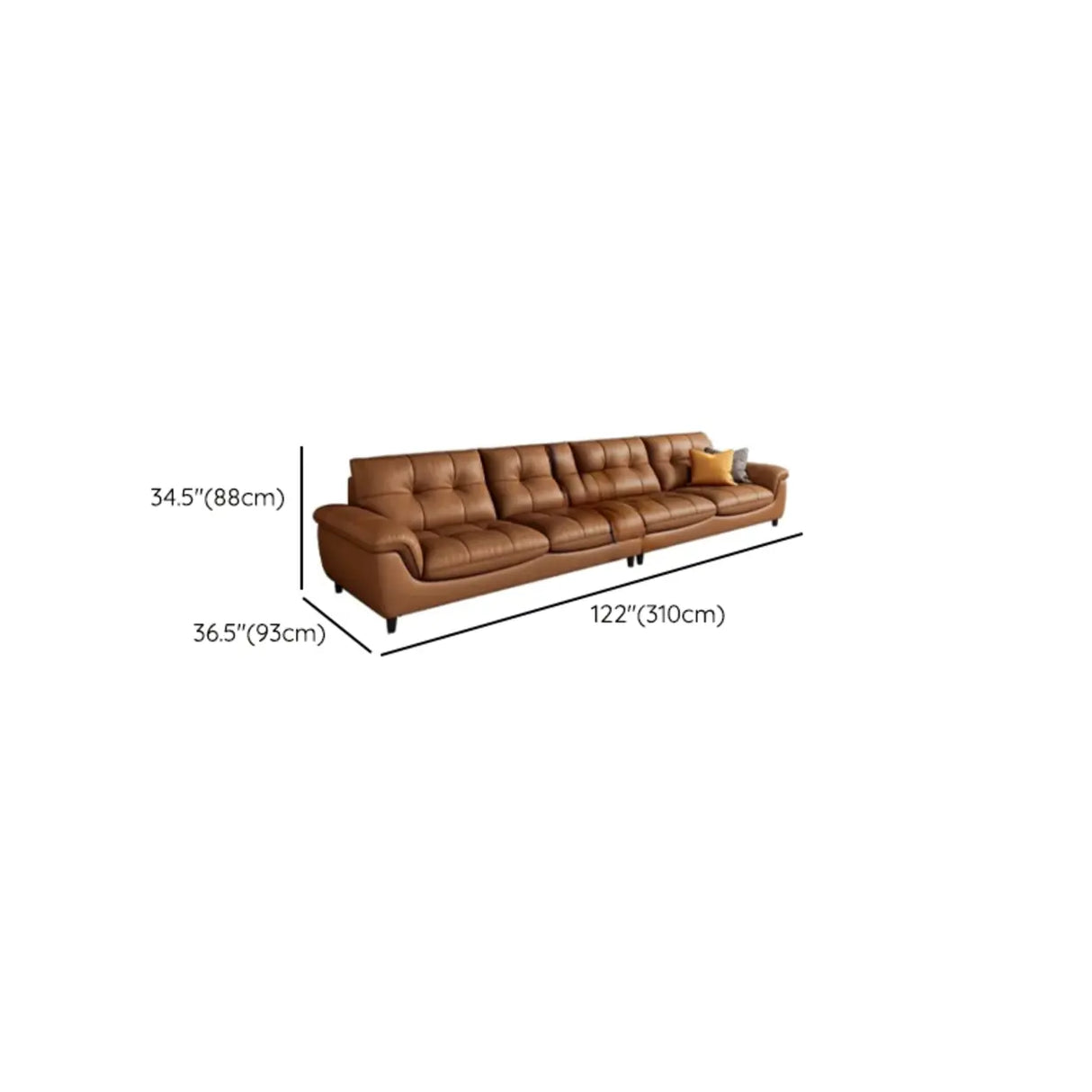 Modern Brown Tear Resistant Full Grain Cow Leather Sofa Image - 19