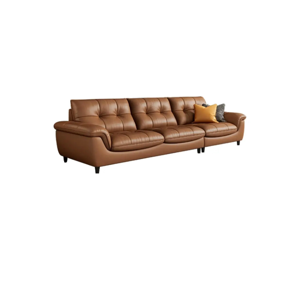 Modern Brown Tear Resistant Full Grain Cow Leather Sofa Image - 5