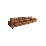 Modern Brown Tear Resistant Full Grain Cow Leather Sofa Image - 7