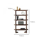 Modern Brown Walnut Ladder Open Storage Bookshelf Image - 9