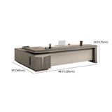 Modern Brown Wood L-Shape Office Executive Desk Image - 13