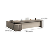 Modern Brown Wood L-Shape Office Executive Desk Image - 14