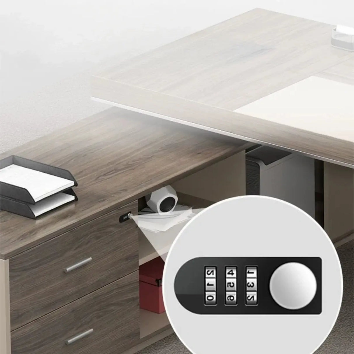 Modern Brown Wood L-Shape Office Executive Desk Image - 9