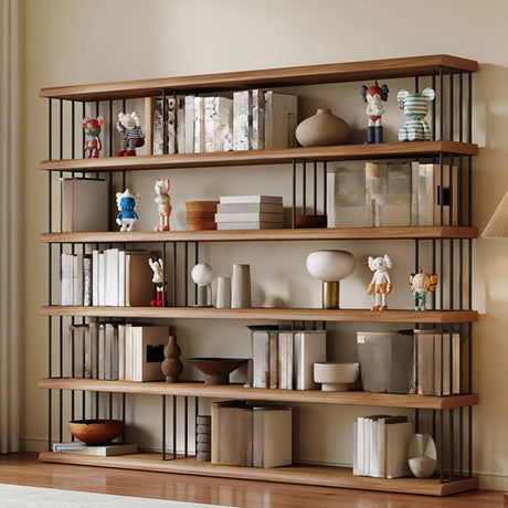Modern Brown Wooden Shelf Brown Large Storage Bookshelf Image - 1