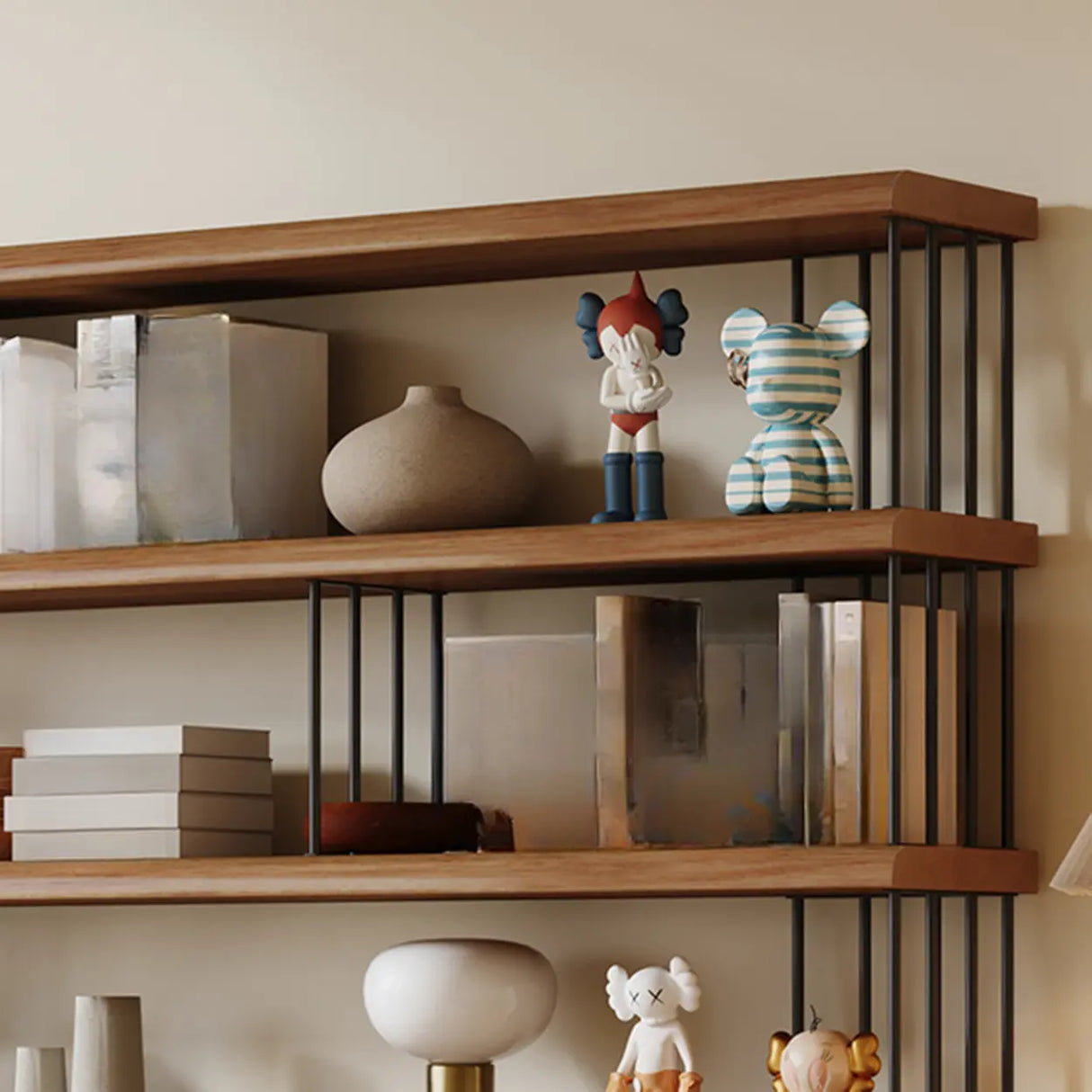 Modern Brown Wooden Shelf Brown Large Storage Bookshelf Image - 10