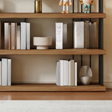 Modern Brown Wooden Shelf Brown Large Storage Bookshelf Image - 14