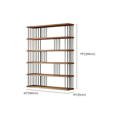 Modern Brown Wooden Shelf Brown Large Storage Bookshelf Image - 21