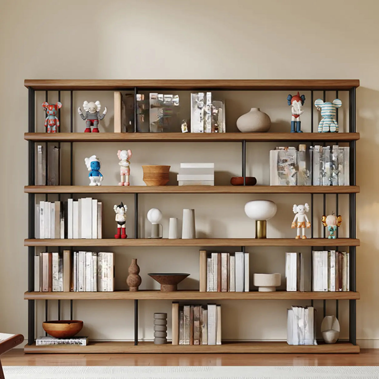 Modern Brown Wooden Shelf Brown Large Storage Bookshelf Image - 4