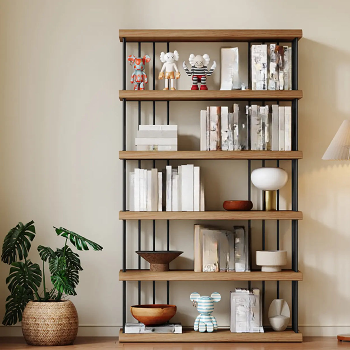 Modern Brown Wooden Shelf Brown Large Storage Bookshelf Image - 6