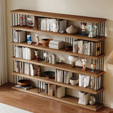 Modern Brown Wooden Shelf Brown Large Storage Bookshelf Image - 8