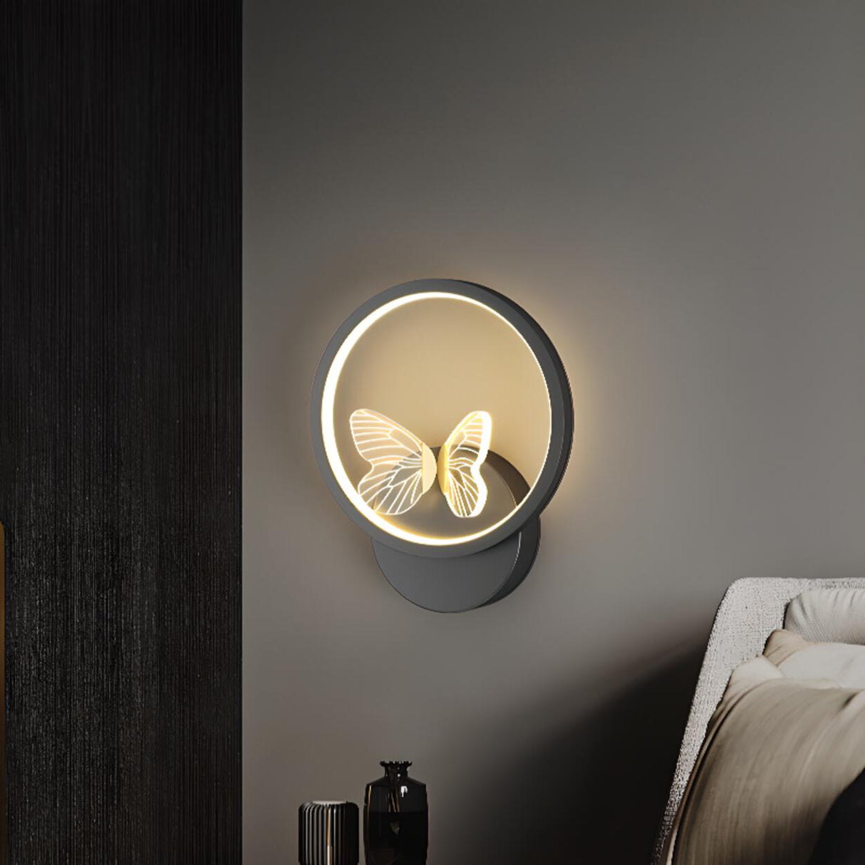 Modern Butterfly Bedroom LED Wall Lamp Image - 2