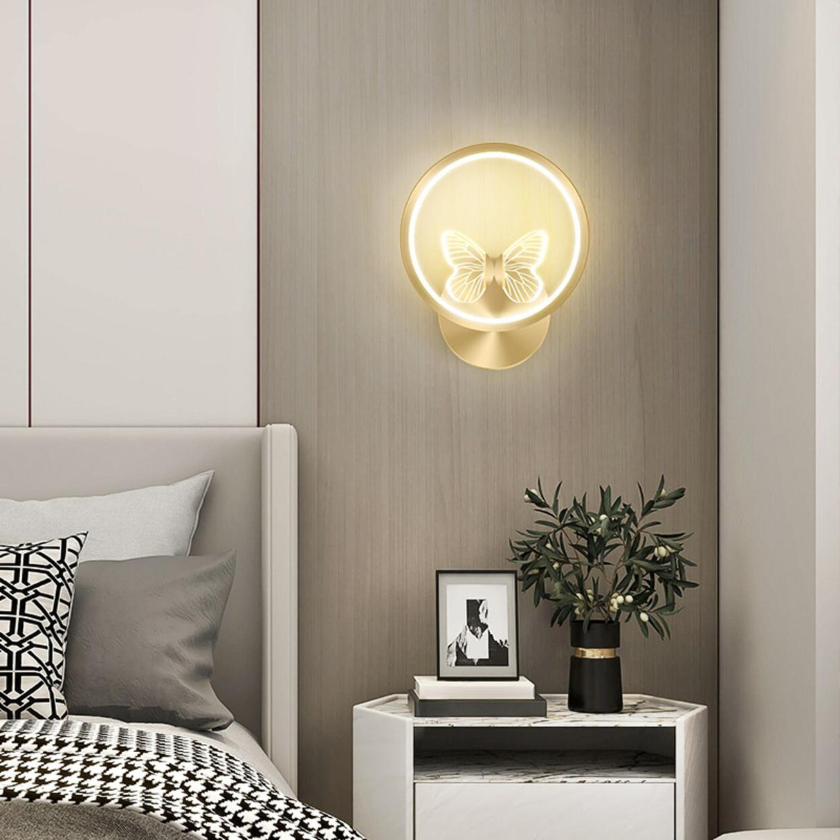 Modern Butterfly Bedroom LED Wall Lamp Image - 3