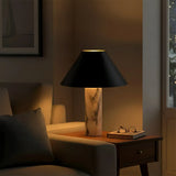 Modern Calacatta Marble LED Cone Shade Table Lamp For Bedroom Image - 3