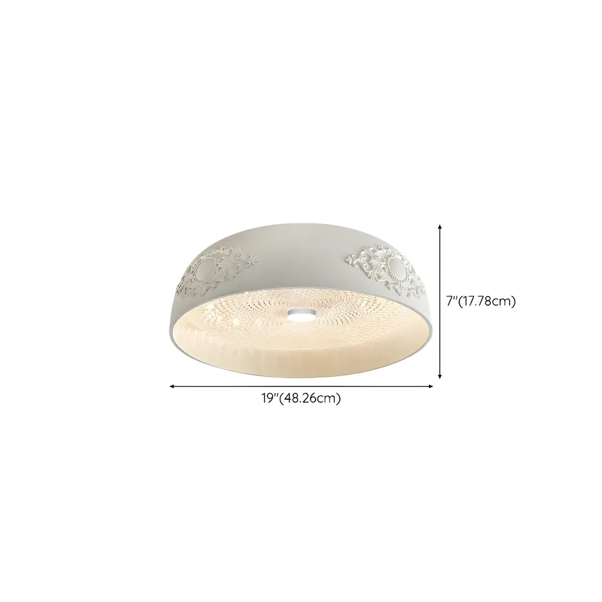 Contemporary White Carving Dome Flush Mount Light 