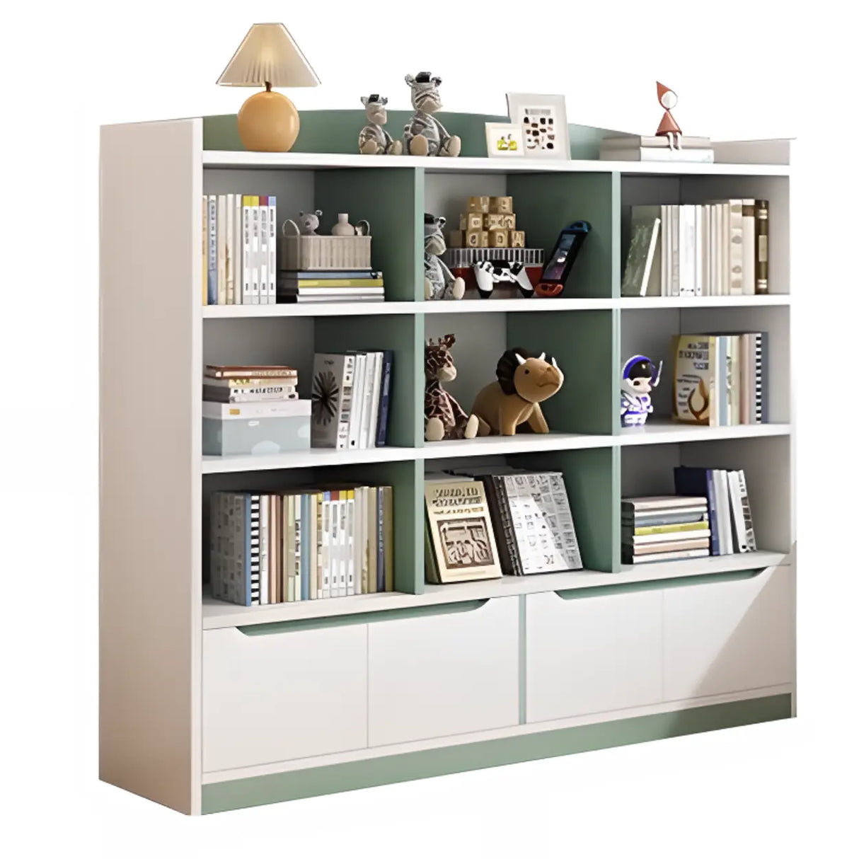 Modern Casual Closed Back Wood Storage Wide Bookcase Image - 10