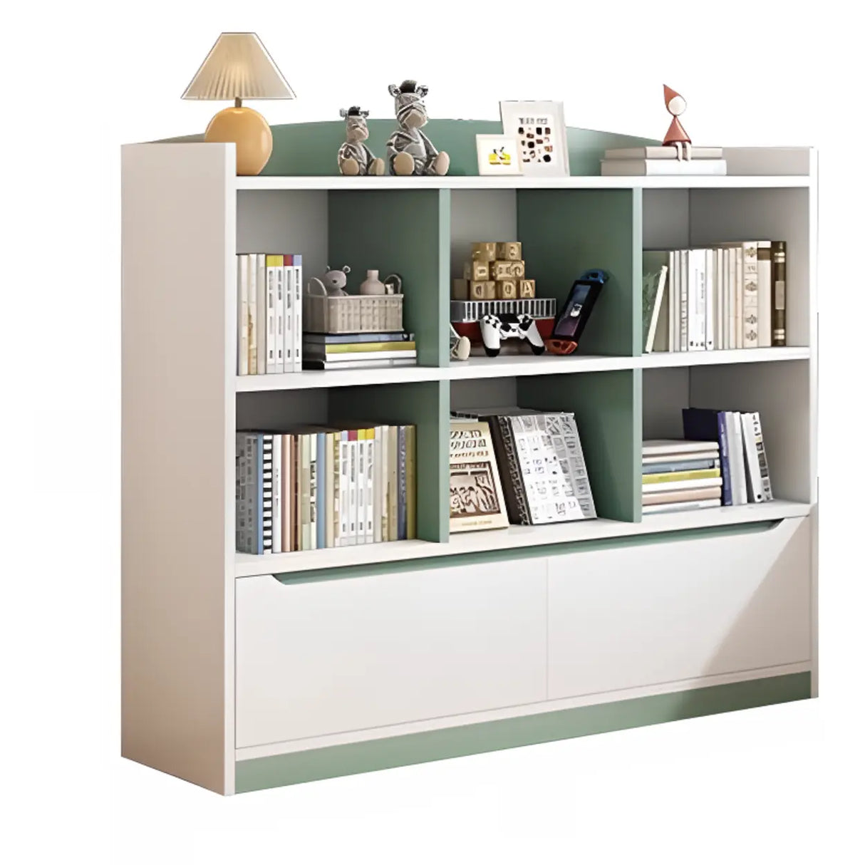 Modern Casual Closed Back Wood Storage Wide Bookcase Image - 11