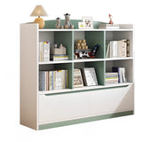 Modern Casual Closed Back Wood Storage Wide Bookcase Image - 11