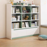 Modern Casual Closed Back Wood Storage Wide Bookcase Image - 14