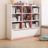 Modern Casual Closed Back Wood Storage Wide Bookcase Image - 18