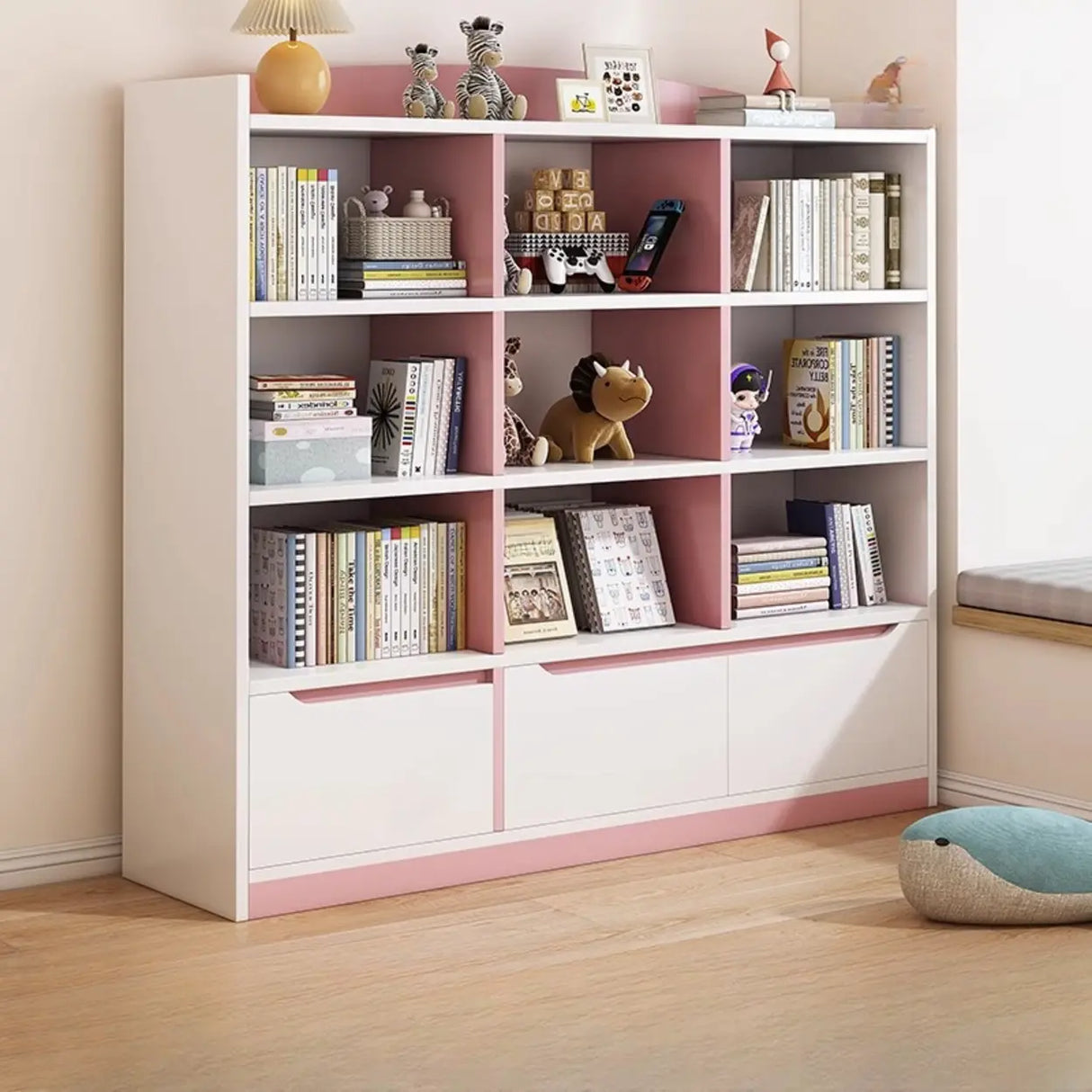 Modern Casual Closed Back Wood Storage Wide Bookcase Image - 19