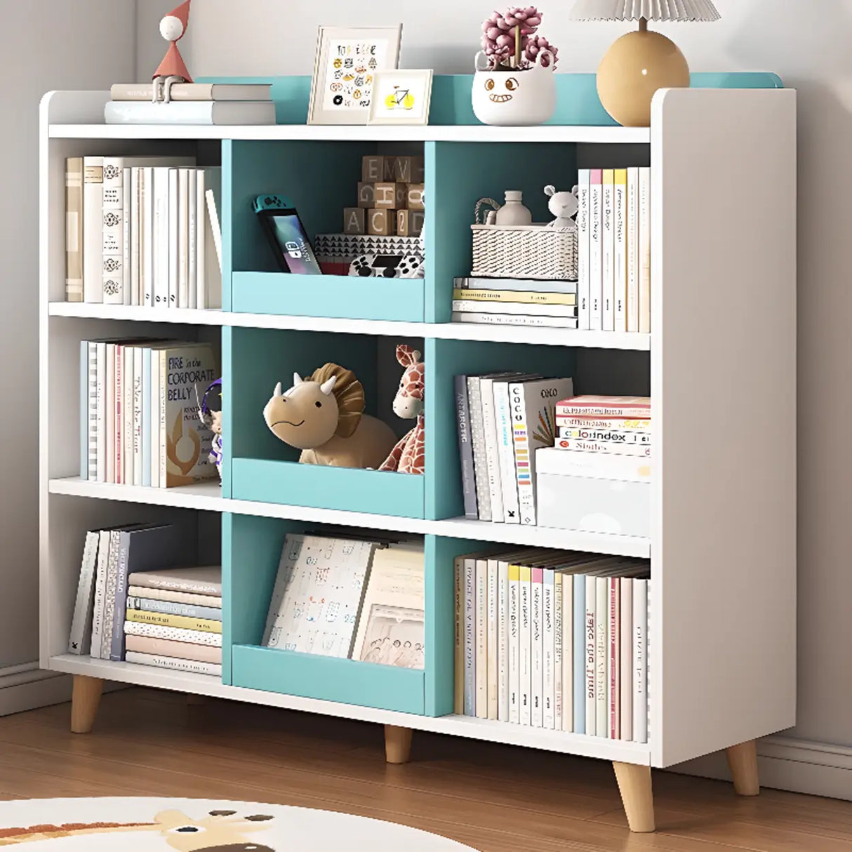 Modern Casual Closed Back Wood Storage Wide Bookcase Image - 23