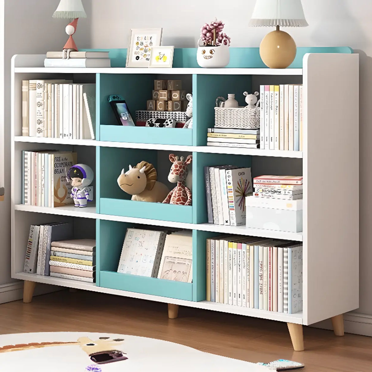 Modern Casual Closed Back Wood Storage Wide Bookcase Image - 25