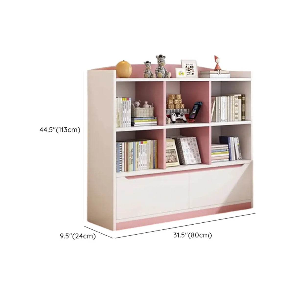 Modern Casual Closed Back Wood Storage Wide Bookcase 